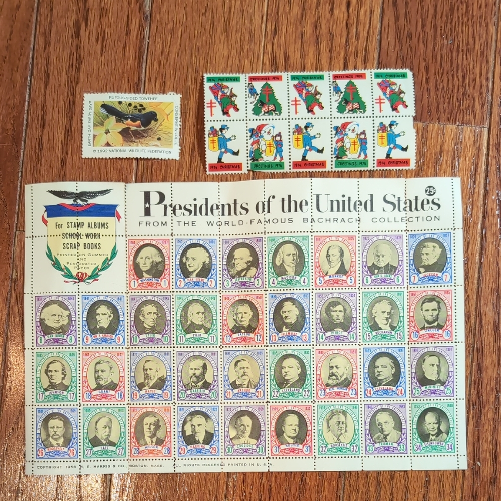 Presidents of the United States & Christmas 1974 Stamps Vintage New